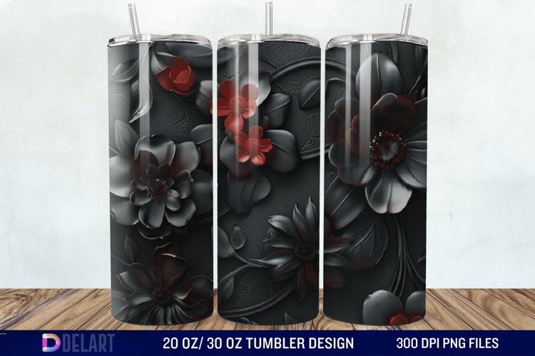 3d Dark floral Tumbler Wrap example image 1