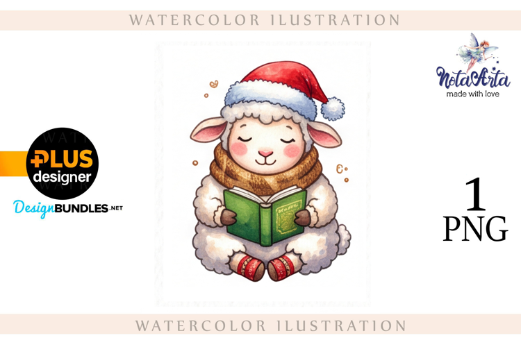 Christmas Sheep in Watercolor Style