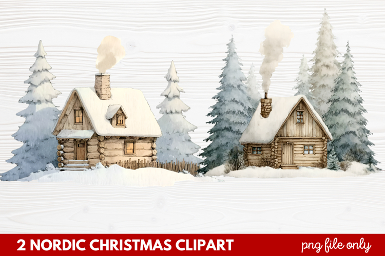 2 Nordic Christmas Clipart | Scandinavian Holiday PNG