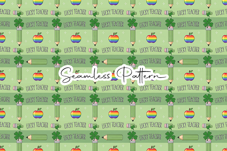 Lucky Teacher Rainbow Pattern Art - Leprechaun   Clovers