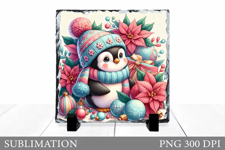 Christmas Penguin Sublimation. Christmas Penguin Slate