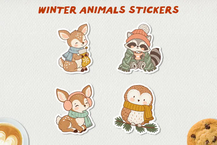 Cute Winter Animal Sticker PNG | Cozy Animal Clipart
