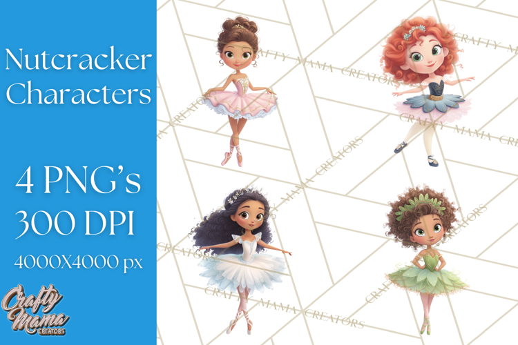 Diverse Ballerina Nutcracker Clipart PNG