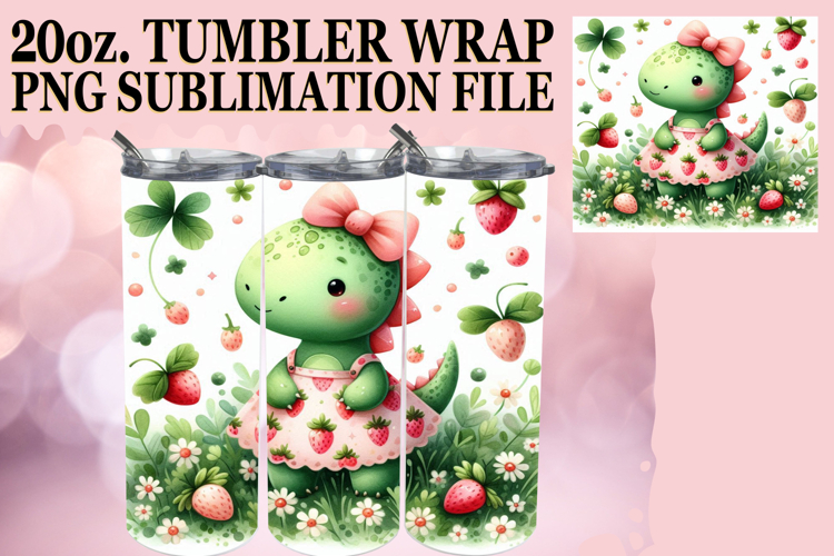 COZY VIBES 20oz TUMBLER WRAP, Cute Dino