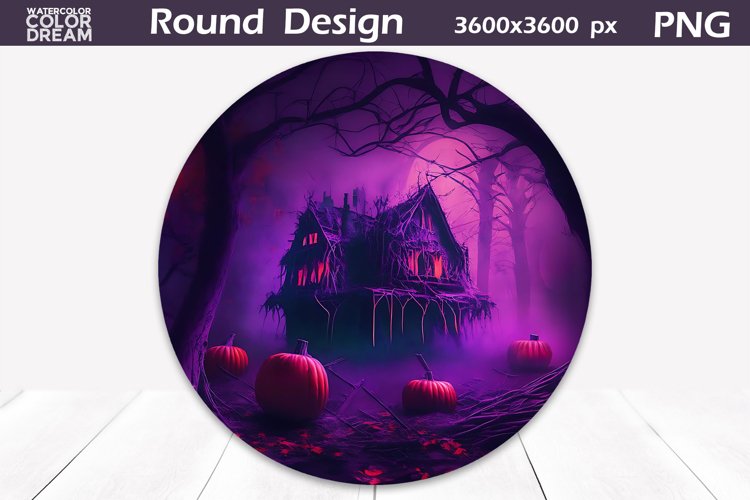 Haunted House Pumpkin Sublimation | Halloween Round Design