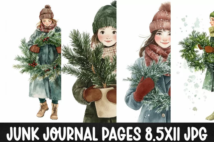 4 Christmas Digital Papers I Christmas Junk Journal Pages