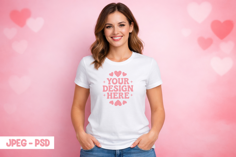 Valentine Female T Shirt PSD JPEG Mockup