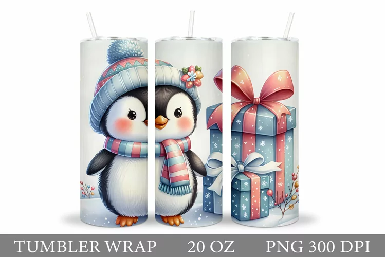 Christmas Penguin Tumbler. Christmas Tumbler Sublimation