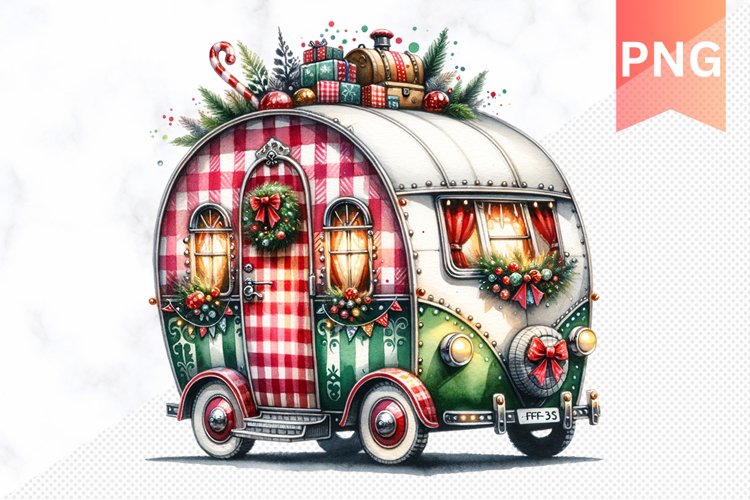 Christmas Whimsical Caravan - Clipart PNG Design example image 1