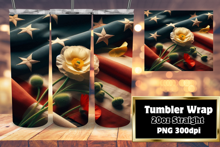 Custom 20oz Tumbler Wrap Download , USA Flag