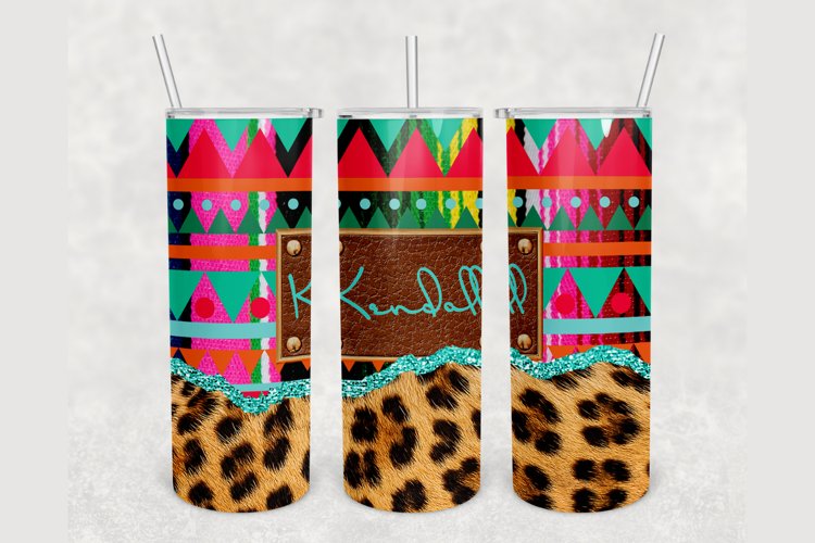 Personalized Mexico Leopard Blue Glitter 20oz skinny tumbler
