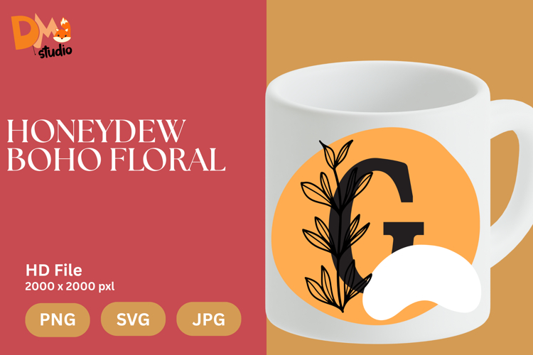 Honeydew Boho Floral Monogram