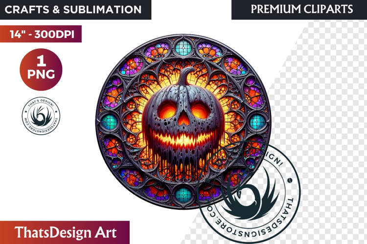 Gothic Jack O Lantern Clipart Horror Stained Glass Halloween