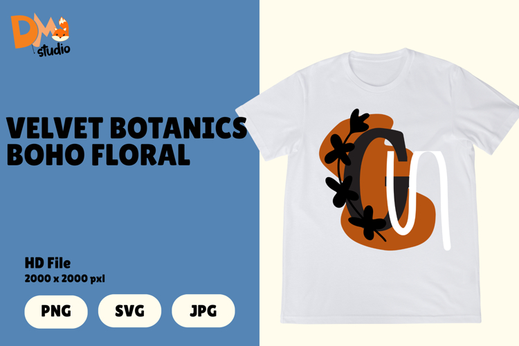 Velvet Botanics Boho Floral Monogram