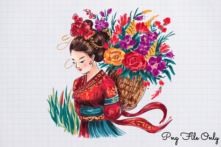 South East Asian Girls Clipart PNG example image 1