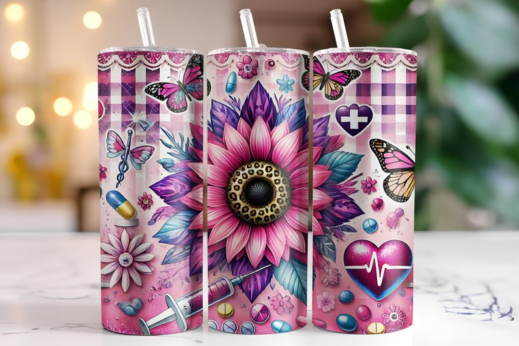 Sunflower Tumbler Wrap | Sublimation | Tumblers example image 1