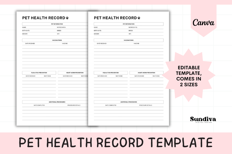 Pet Health Record Template 1
