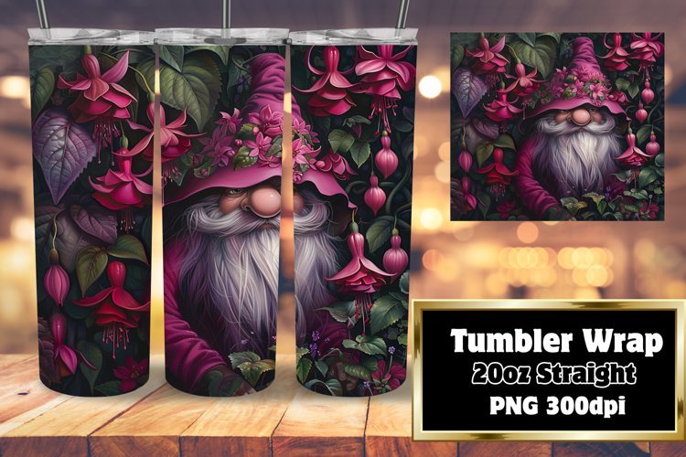 Summer Blossom Gnome Tumbler Wrap 20oz example image 1