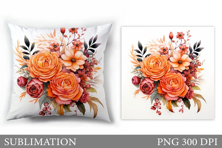 3D Flowers Pillow Design. Flowers Sublimation example image 1