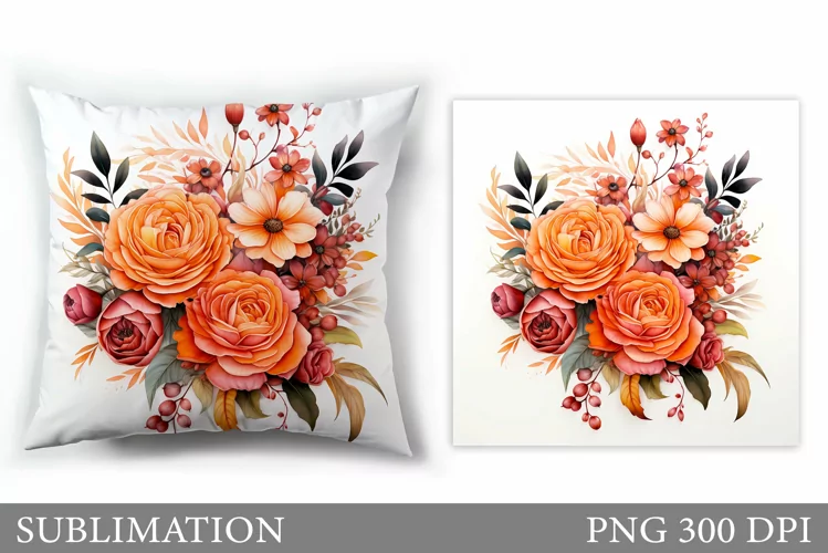 3D Flowers Pillow Design. Flowers Sublimation