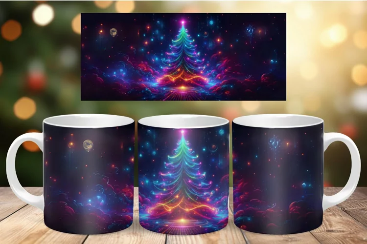 Mug Wrap Sublimation - cosmic christmas tree