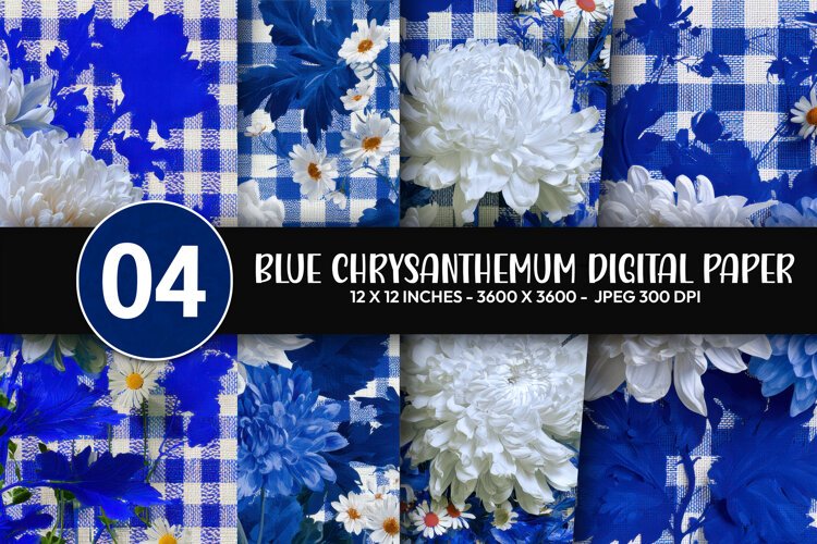 Blue Chrysanthemum Digital Paper example image 1