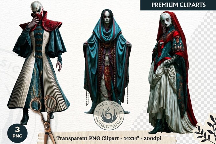 Gothic Ritual Dark Fantasy Halloween Horror Clipart example image 1