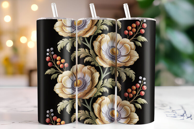 Flower Tumbler Wrap | Sublimation | Tumblers example image 1