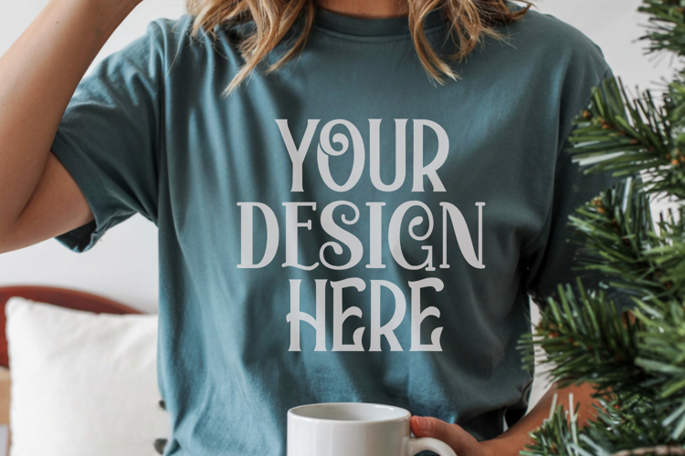 Blue Spruce Comfort Colors 1717 Christmas Mockup, CC 1717