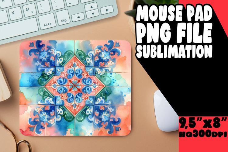 Bright Desk Pad Sublimation Design, Watercolor Patter