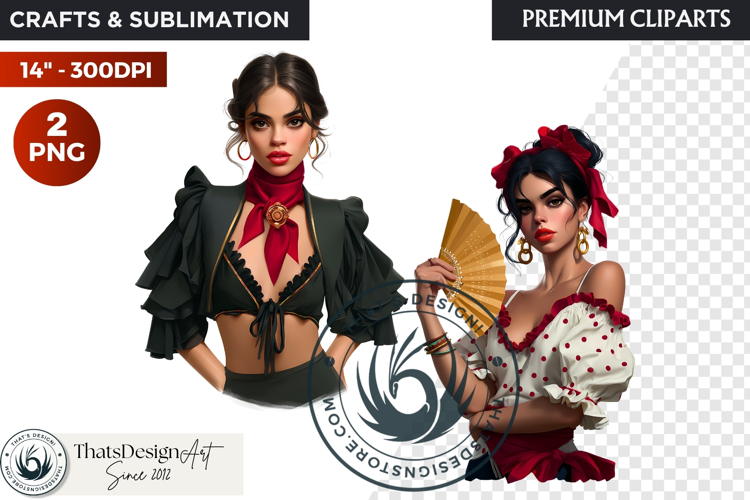 Spanish Flamenco dancer woman Clipart, Sevillana