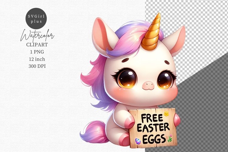 Easter clipart, Cute Animals Clipart, Unicorn clipart example image 1