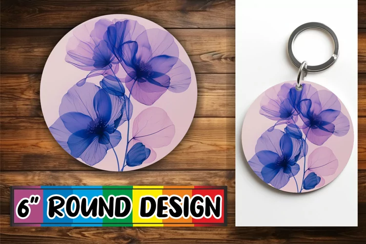 FloralBlossom Bloom Sublimation Circles - Keychain & Car Coa