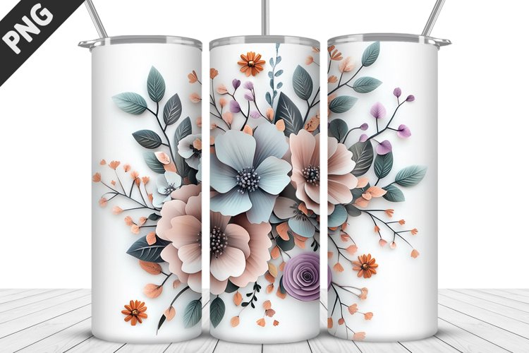 Flowers Tumbler Wrap | Sublimation Design | Tumble PNG