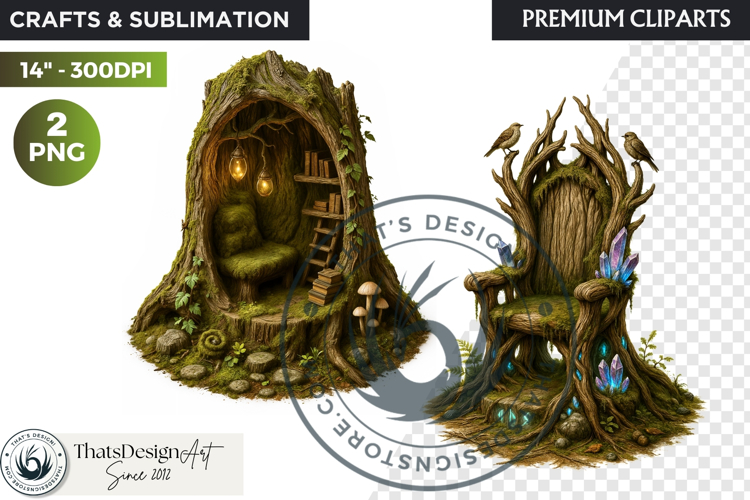 Fantasy clipart Magical Forest Village PNG for scrapbooking