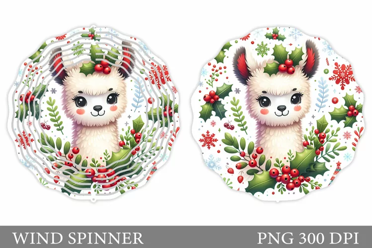 Christmas Lama Wind Spinner. Christmas Wind Spinner Design