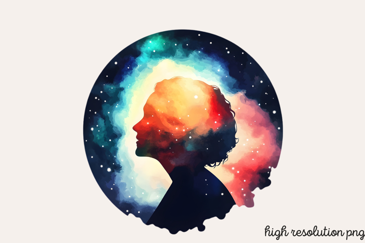Space of Astronaut Watercolor Clipart PNG