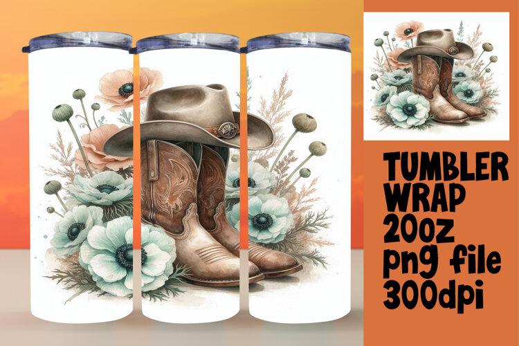 Colorful 20oz Tumbler Template , Western example image 1