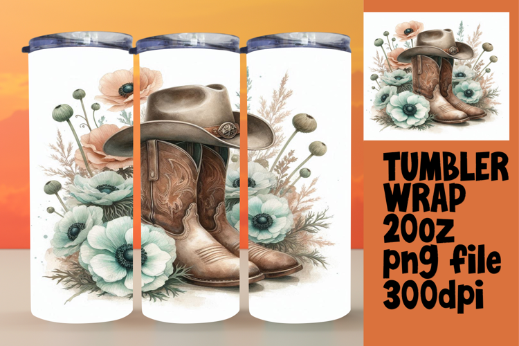 Colorful 20oz Tumbler Template , Western