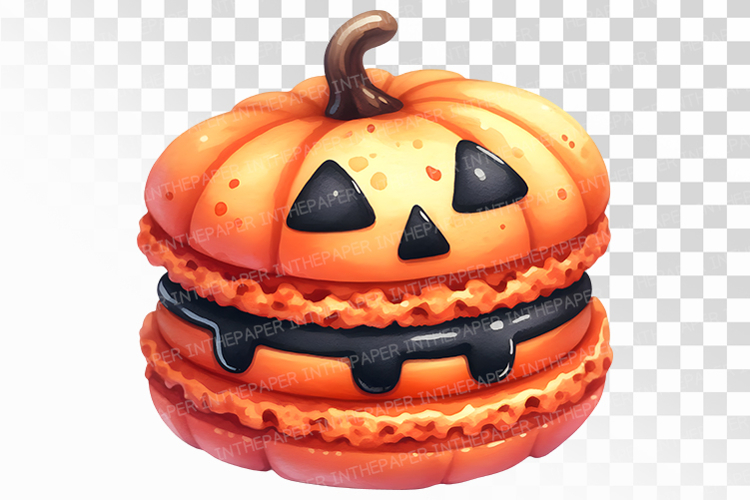 Jack O Lantern Macarons Halloween Dessert PNG