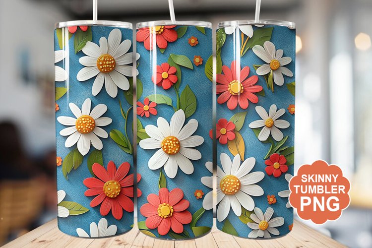 Summer 3D Flowers Tumbler | Summer Tumbler Wrap