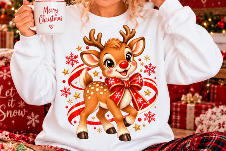 Cute Christmas Reindeer Sublimation PNG