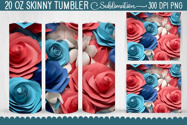 3D Rose Flowers Tumbler Design - 20oz Skinny