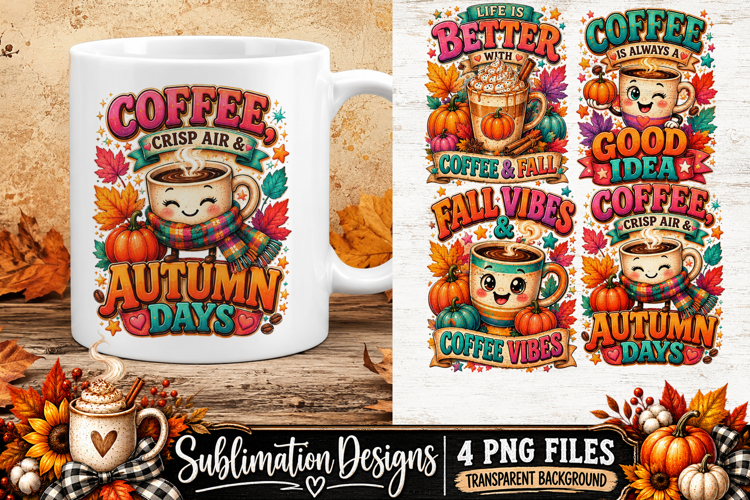 Fall Coffee Autumn Days Sublimation PNG