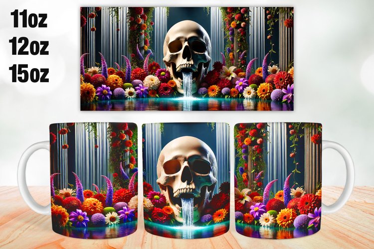Halloween Skull Mug Wrap Sublimation 11oz, 12oz, 15oz