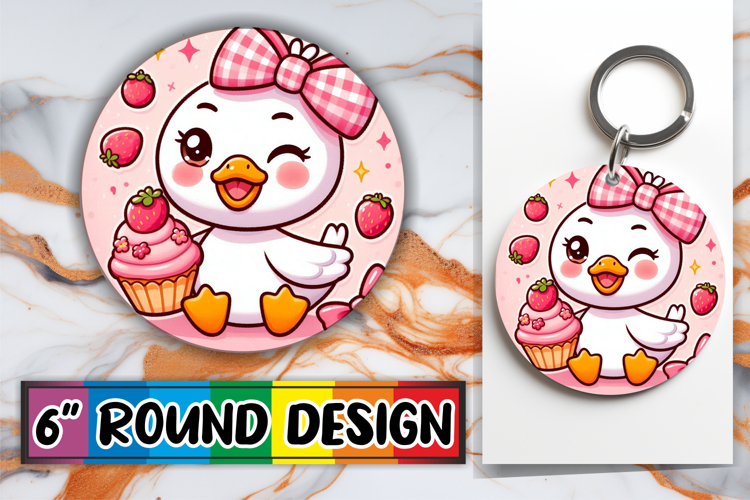 Whimsical Car Coaster Circle PNG, Cute Goose
