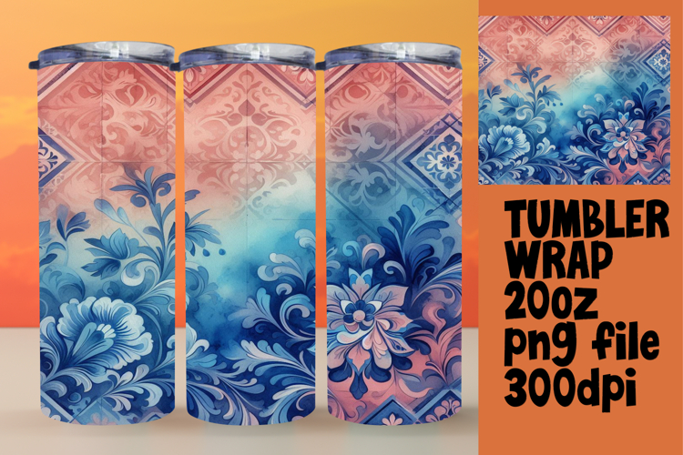 20oz Tumbler Template for Any Occasion , Watercolor Patter