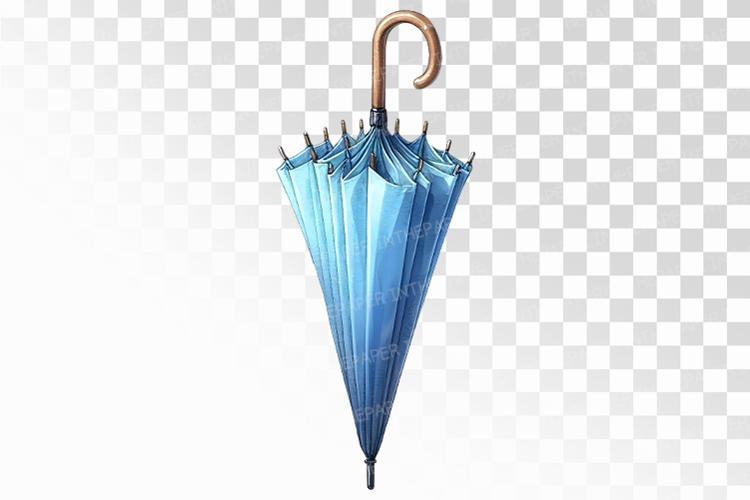 Watercolor Folded Blue Umbrella Compact Rain Protection PNG