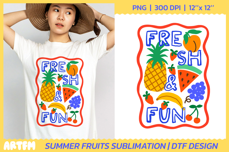 Fresh & Fun Sublimation | Summer Tropical Fruits DTF Print