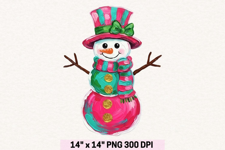 Preppy Brushstroke Snowman Png, Snowman Sublimation Png.